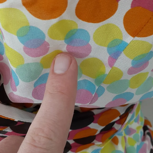 Lafayette rainbow polka dot silk wrap blouse size 14 - Picture 4 of 10